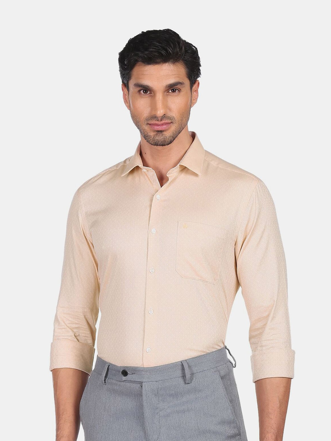 

Arrow Men Beige Slim Fit Casual Full Sleeve Shirt