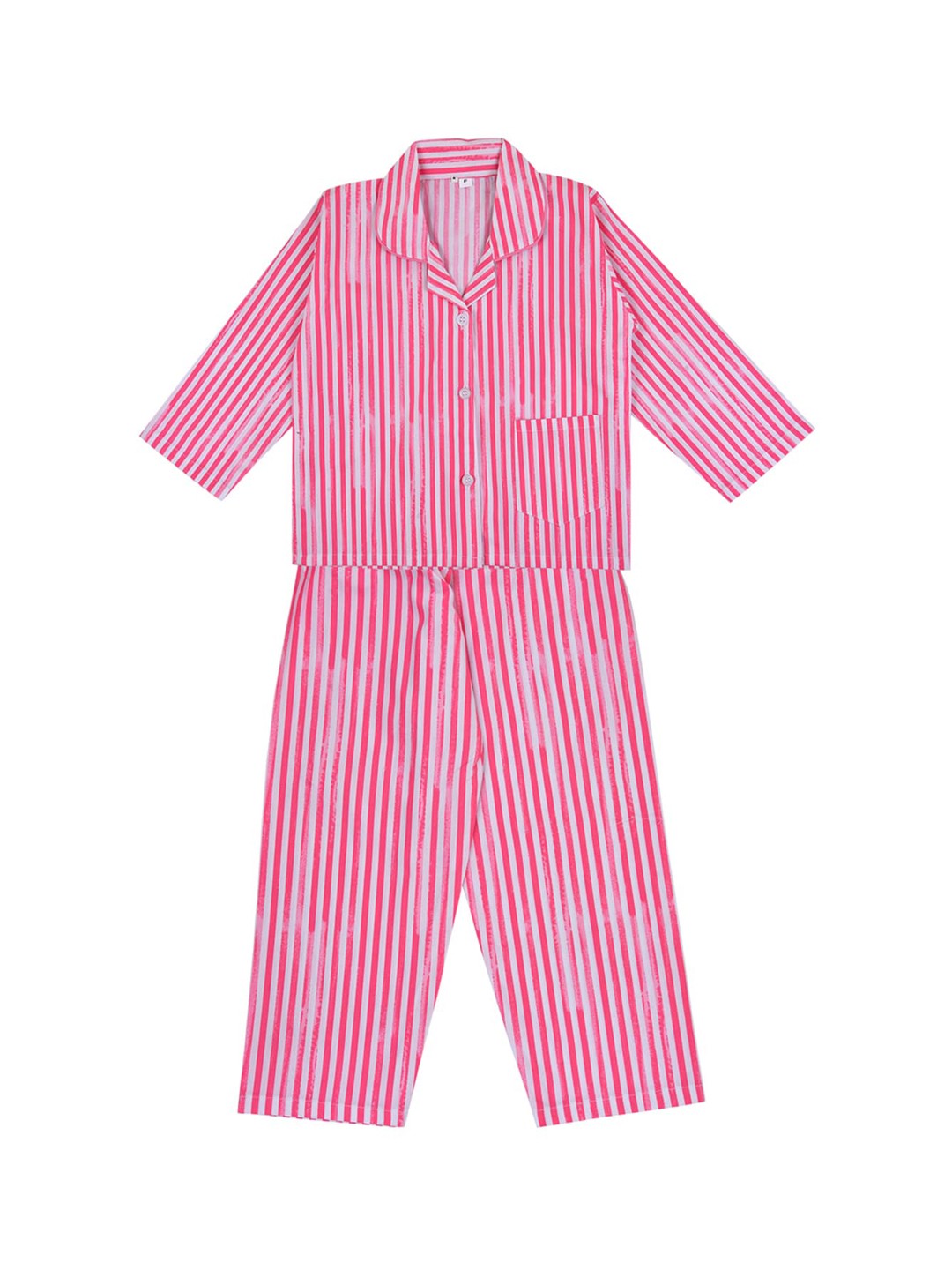

Wish Karo Boys Pink & White Striped Night suit