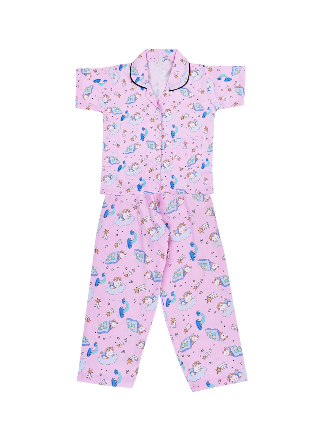 

Wish Karo Boys Pink & Blue Printed Night suit