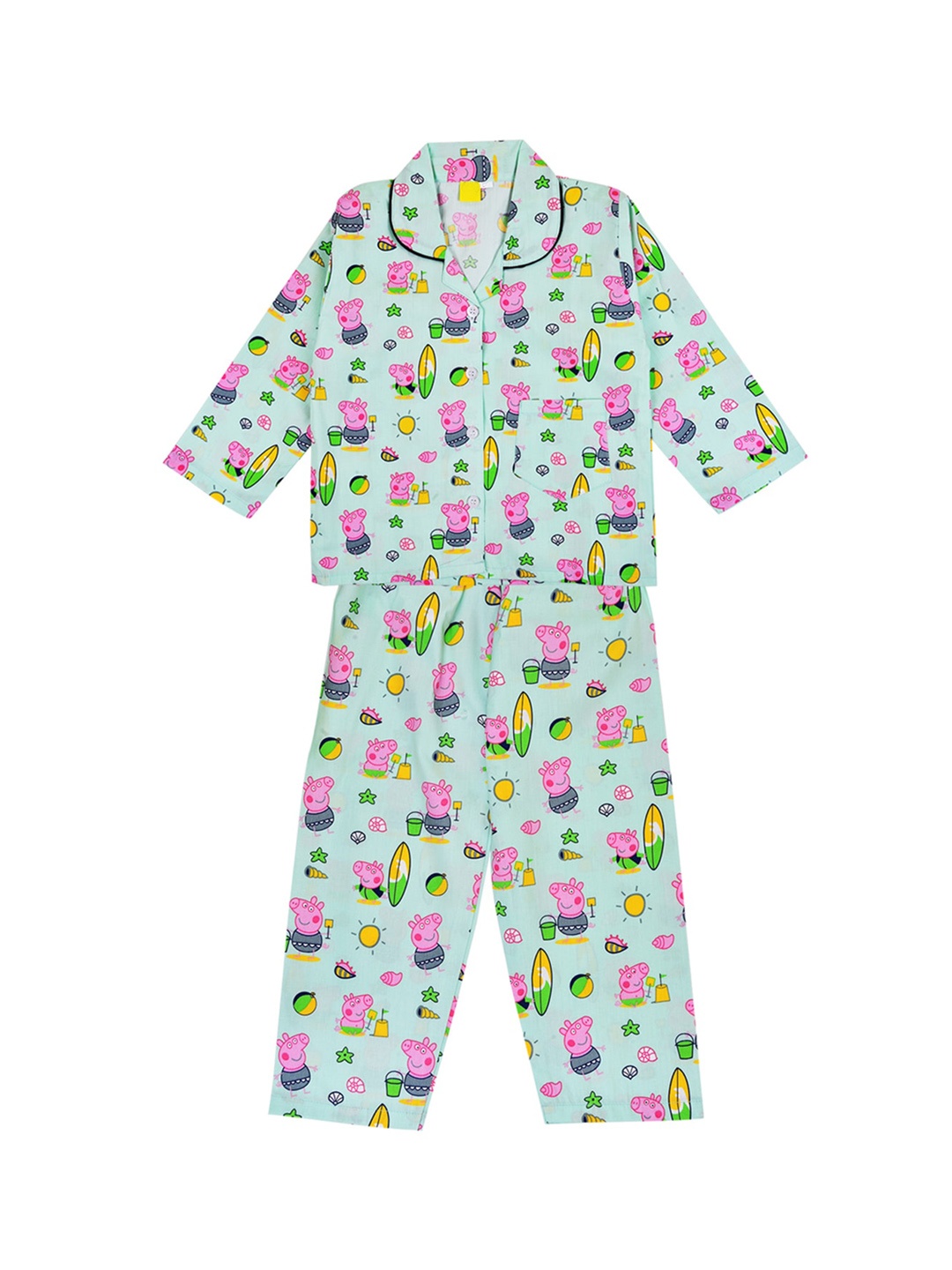

Wish Karo Boys Green & Pink Printed Night suit