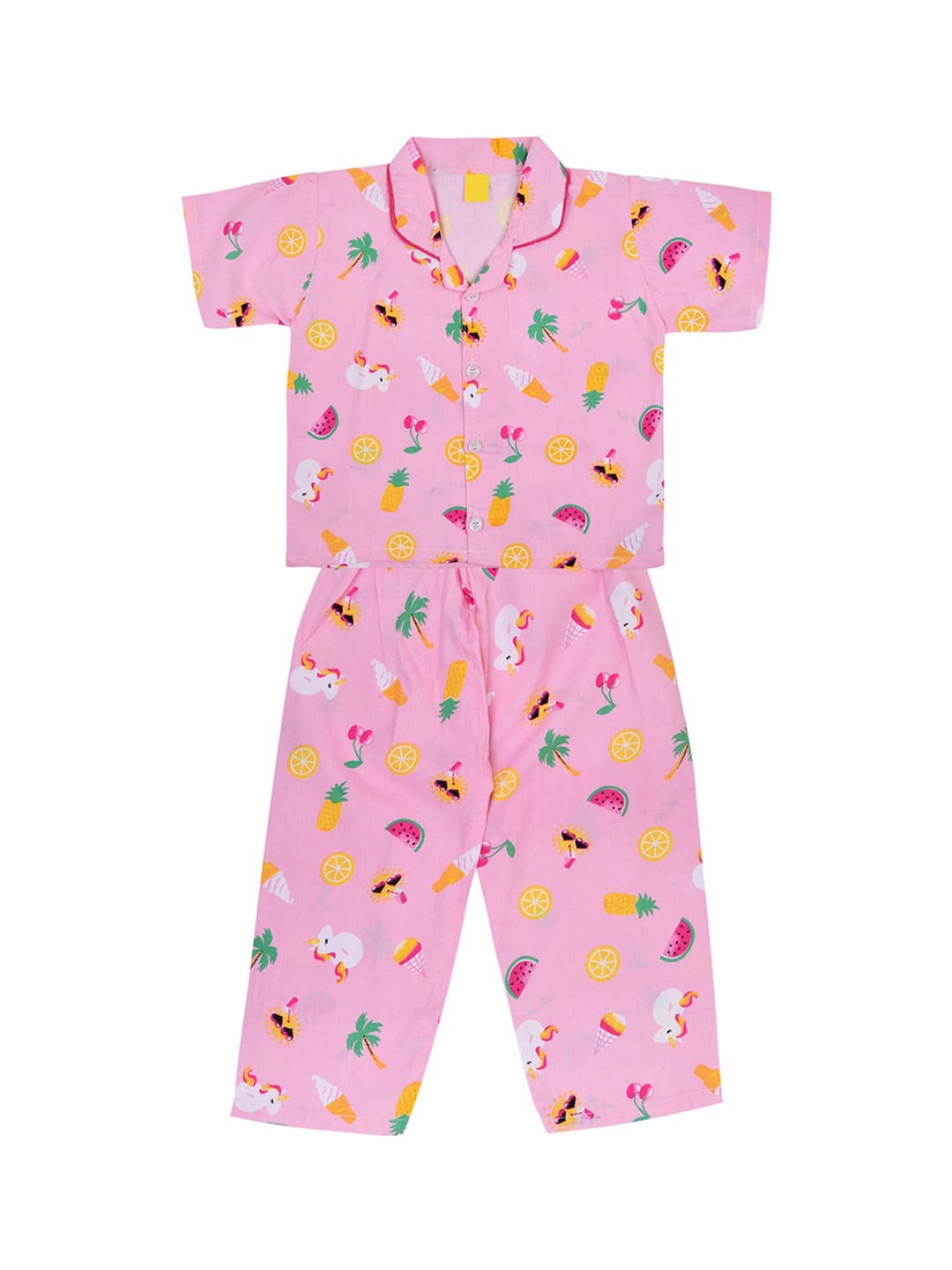 

Wish Karo Boys Pink & Yellow Printed Night suit