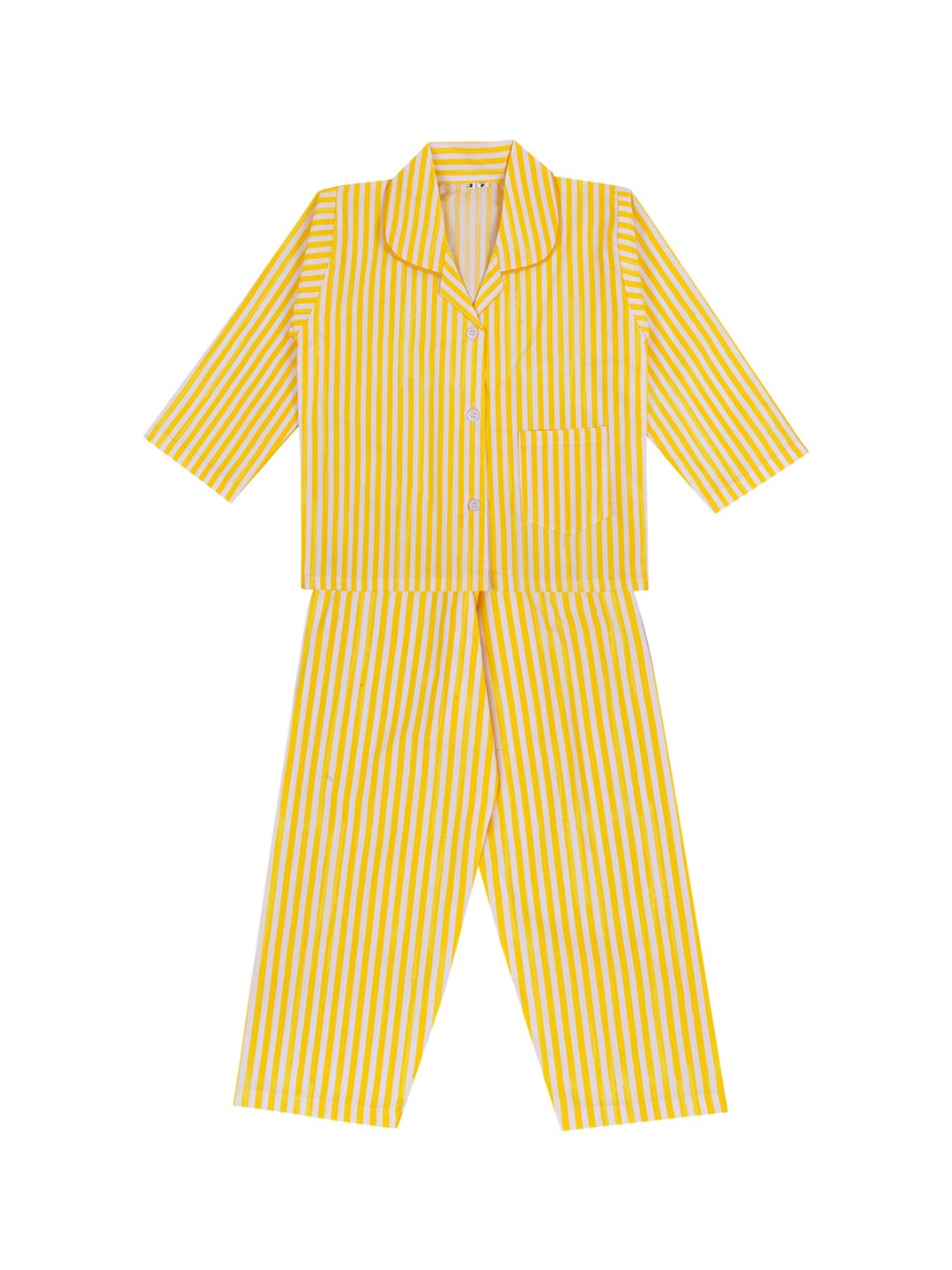 

Wish Karo Boys Yellow & White Striped Night suit