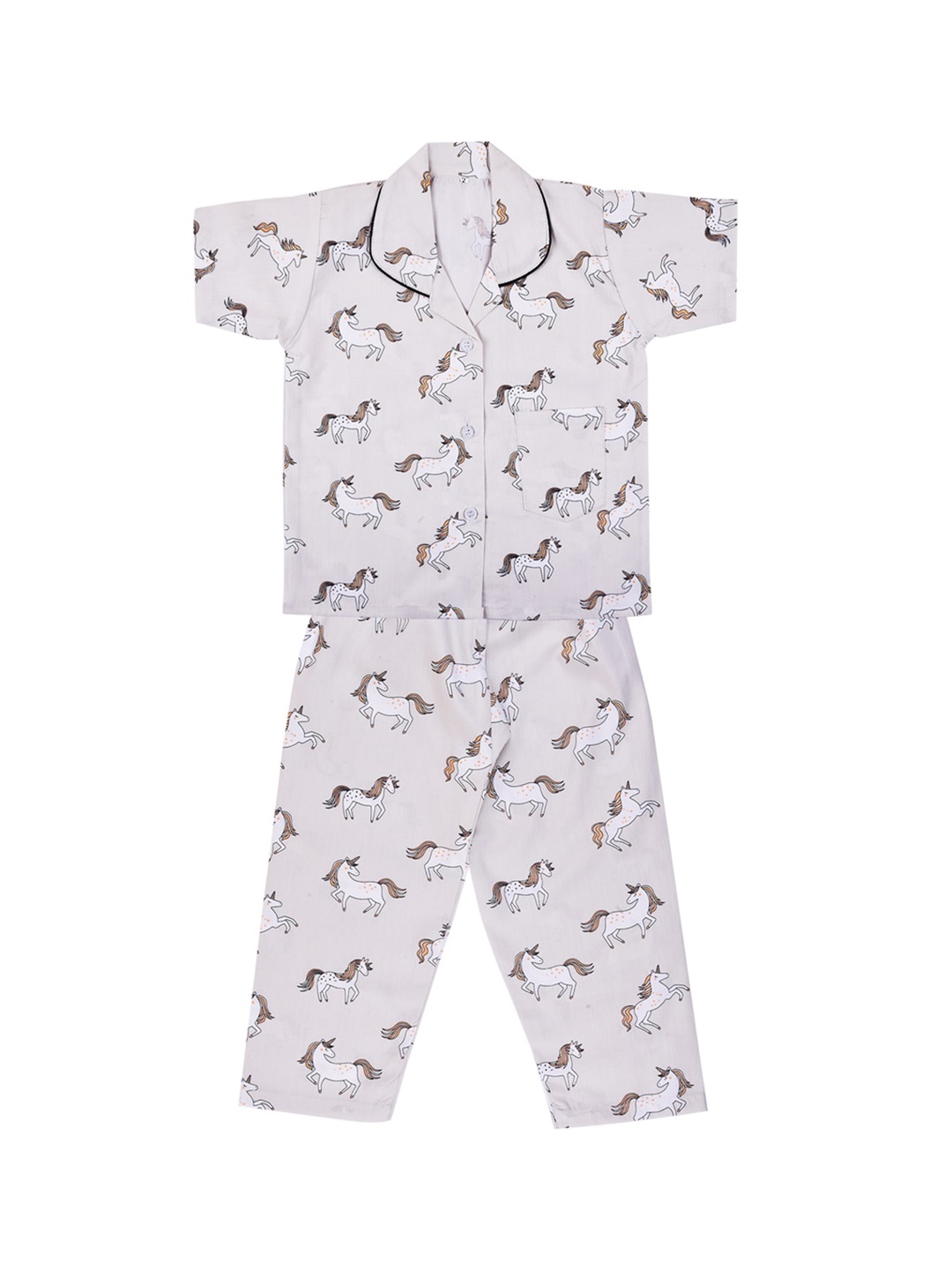 

Wish Karo Boys Grey & White Printed Night suit