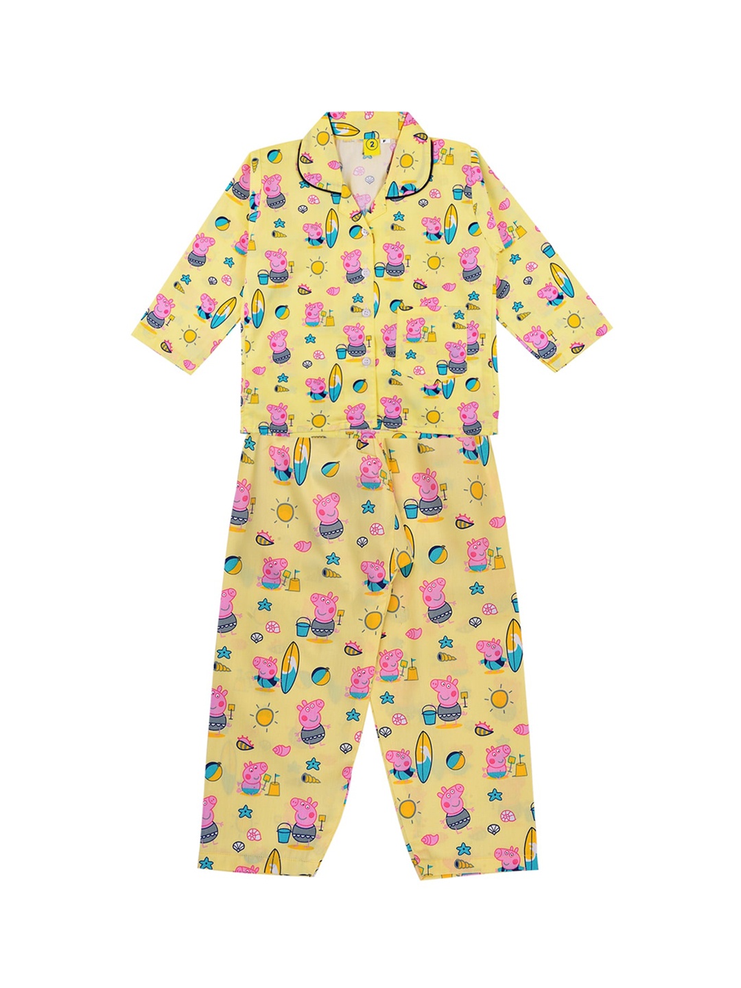 

Wish Karo Boys Yellow Peppa Pig Print Top And Pant Night suit