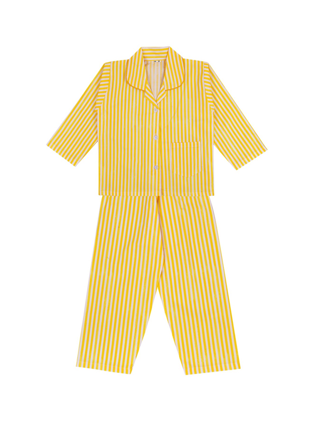 

Wish Karo Boys Yellow & White Striped Night suit