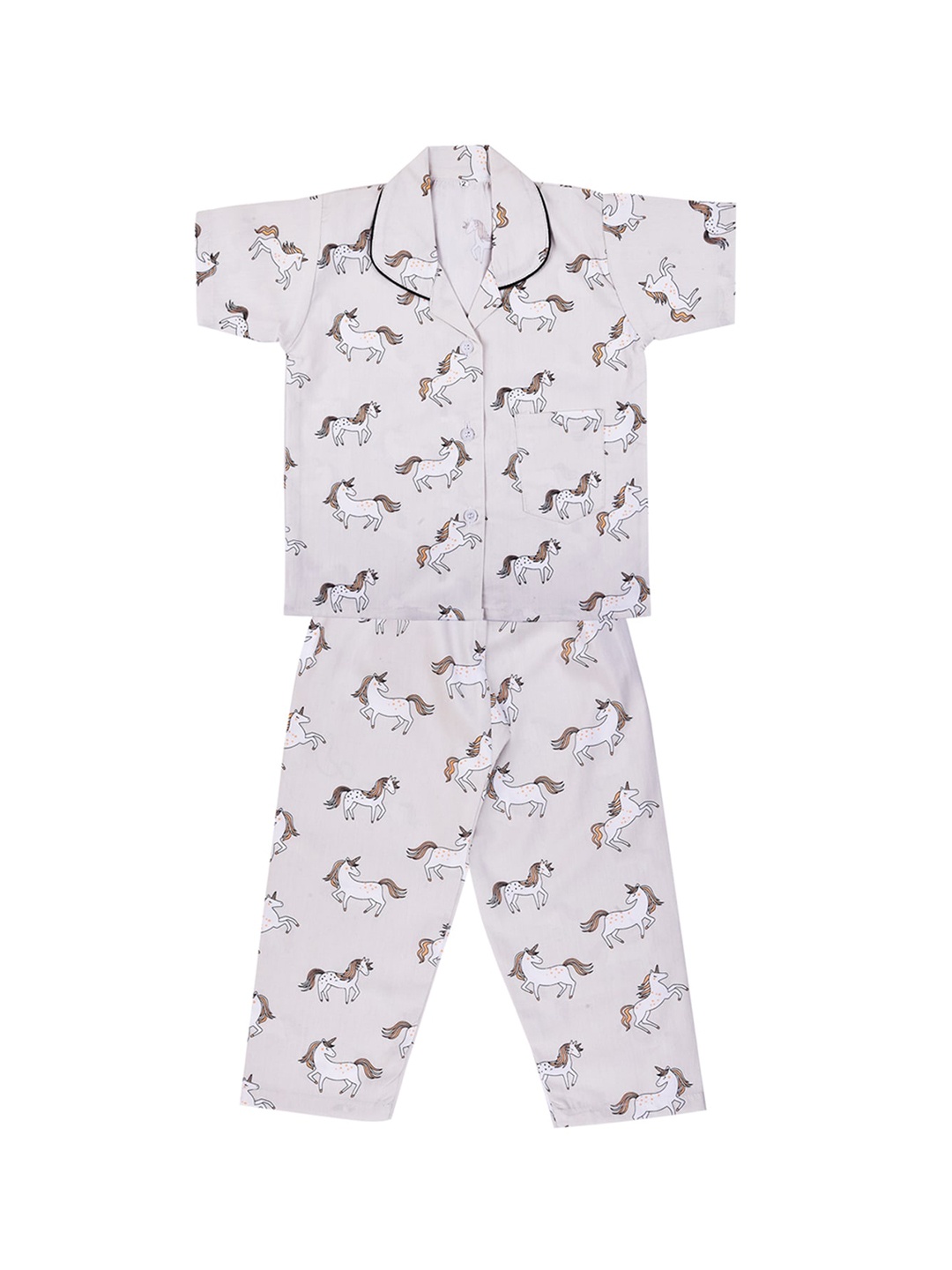 

Wish Karo Boys Grey & White Animal Printed Night suit