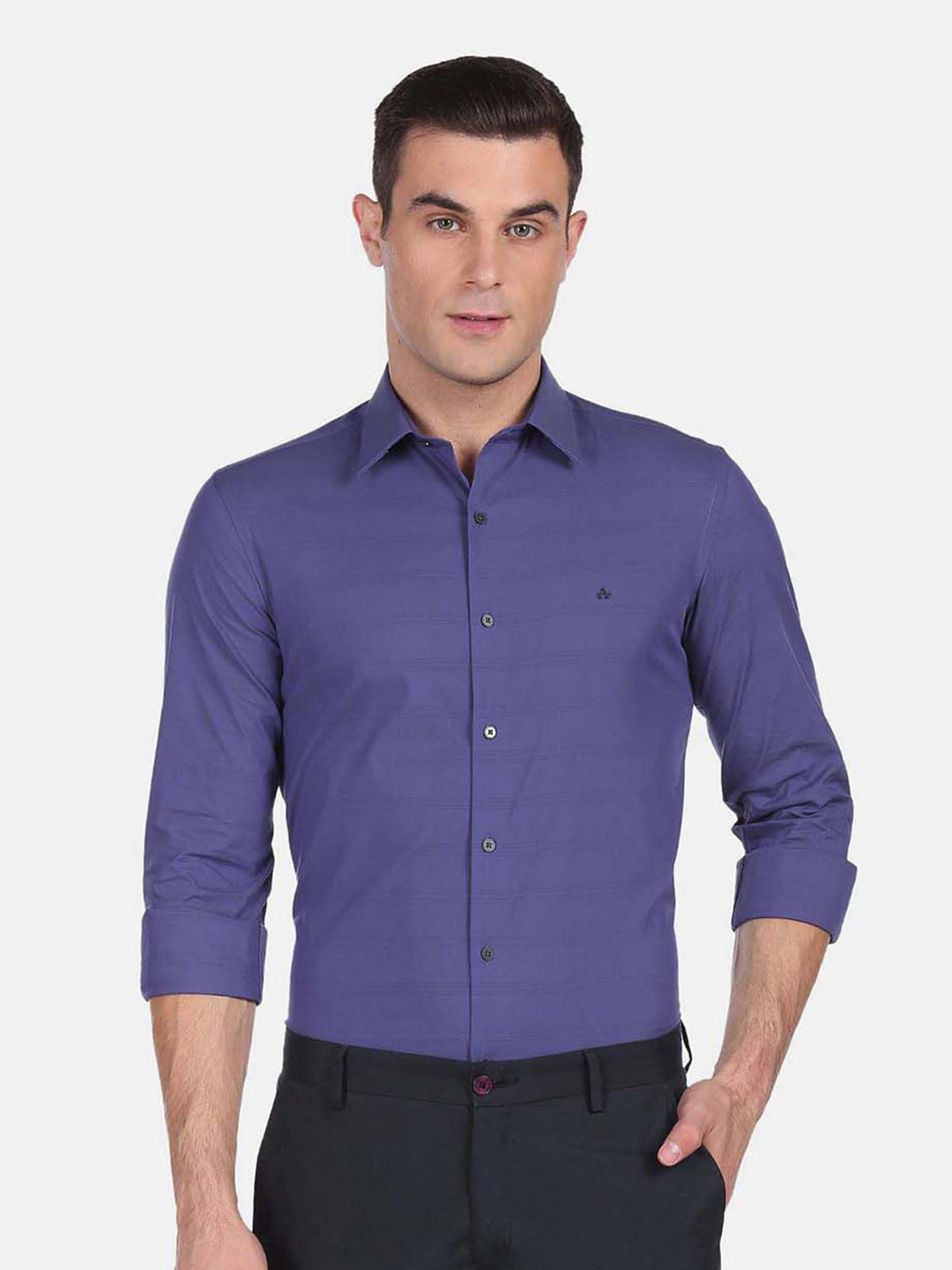 

Arrow New York Men Purple Skinny Fit Horizontal Stripes Striped Casual Shirt