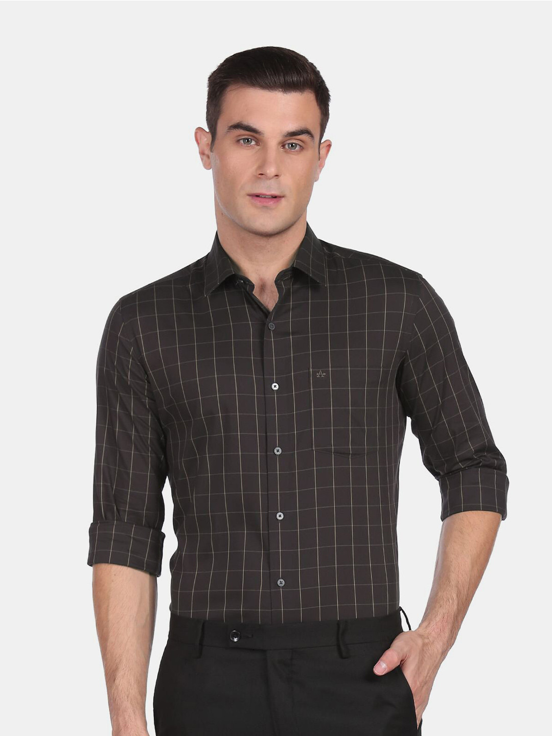 

Arrow New York Men Black Slim Fit Checked Casual Shirt