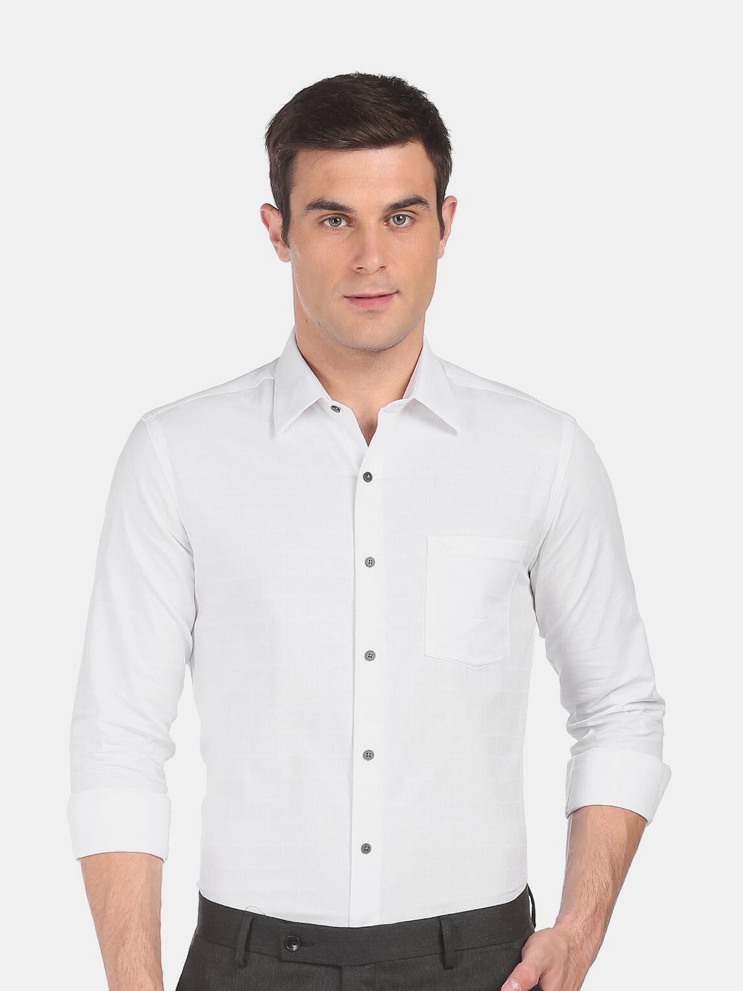 

Arrow New York Men White Solid Opaque Slim Fit Formal Shirt