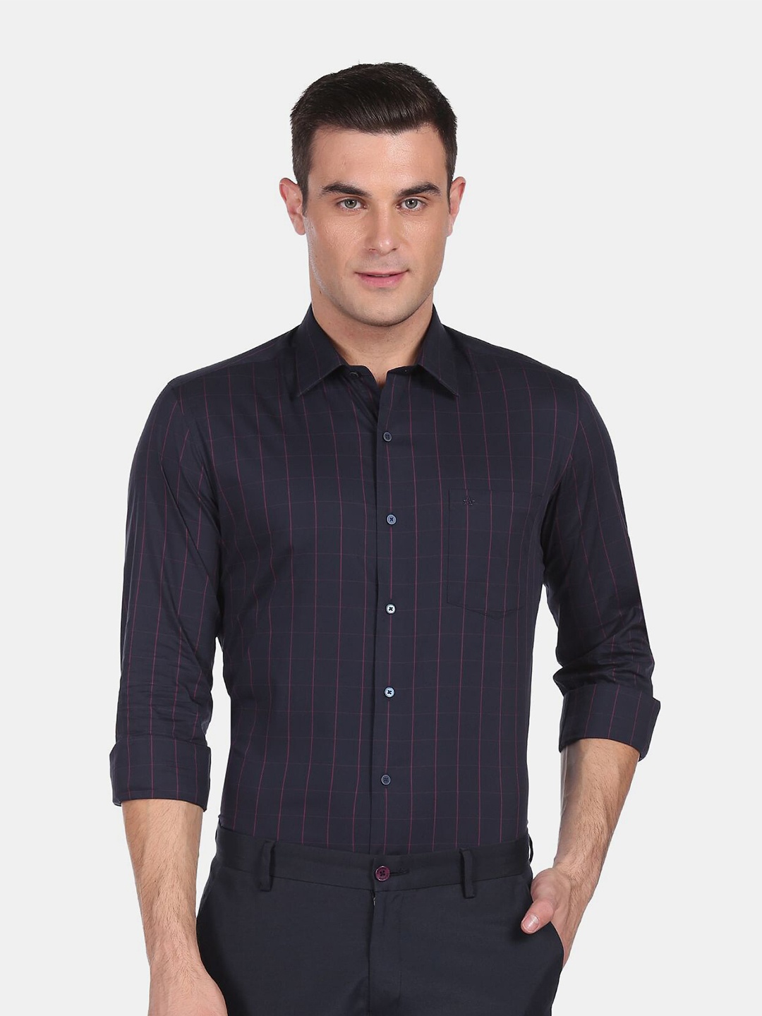 

Arrow New York Men Blue Slim Fit Checked Cotton Formal Shirt