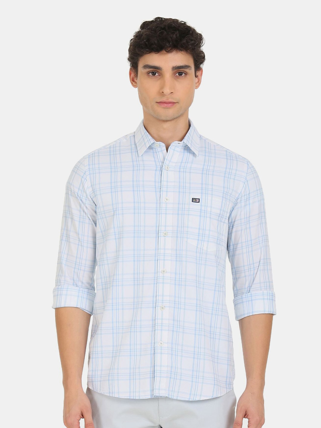 

Arrow Sport Men White Tartan Checks Checked Casual Shirt