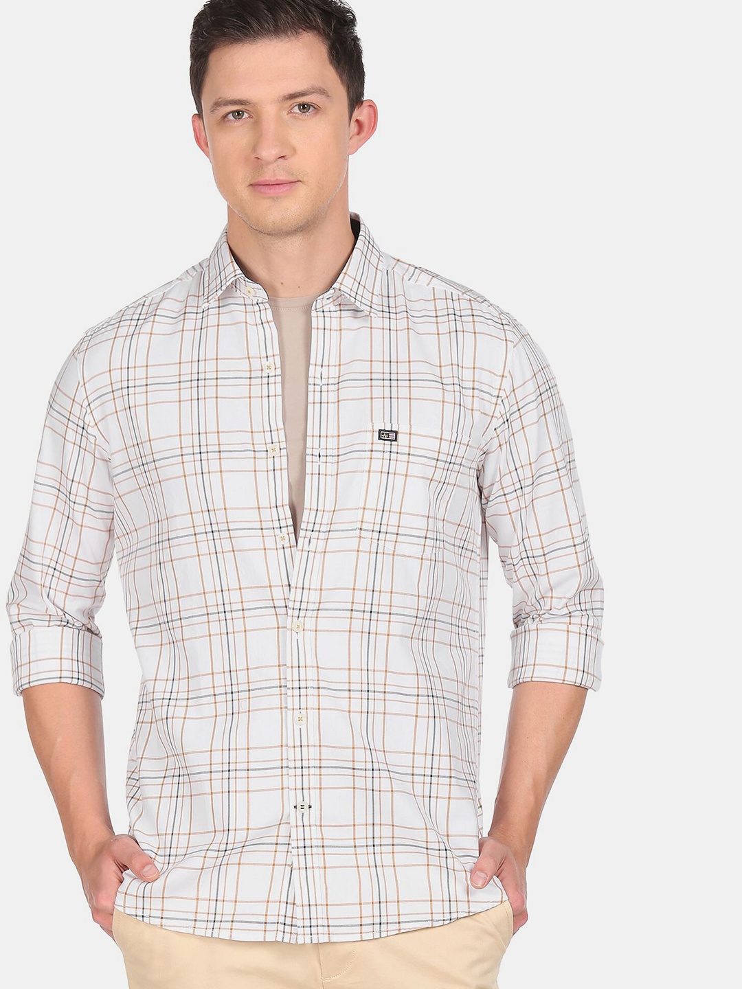 

Arrow Sport Men White Slim Fit Cotton Check Casual Shirt