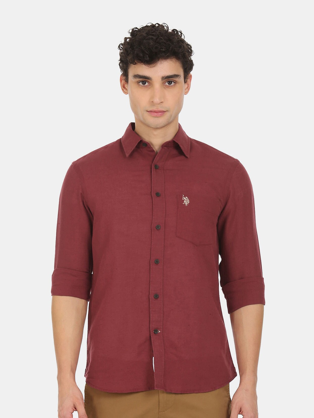 

U S Polo Assn Men Red Casual Shirt