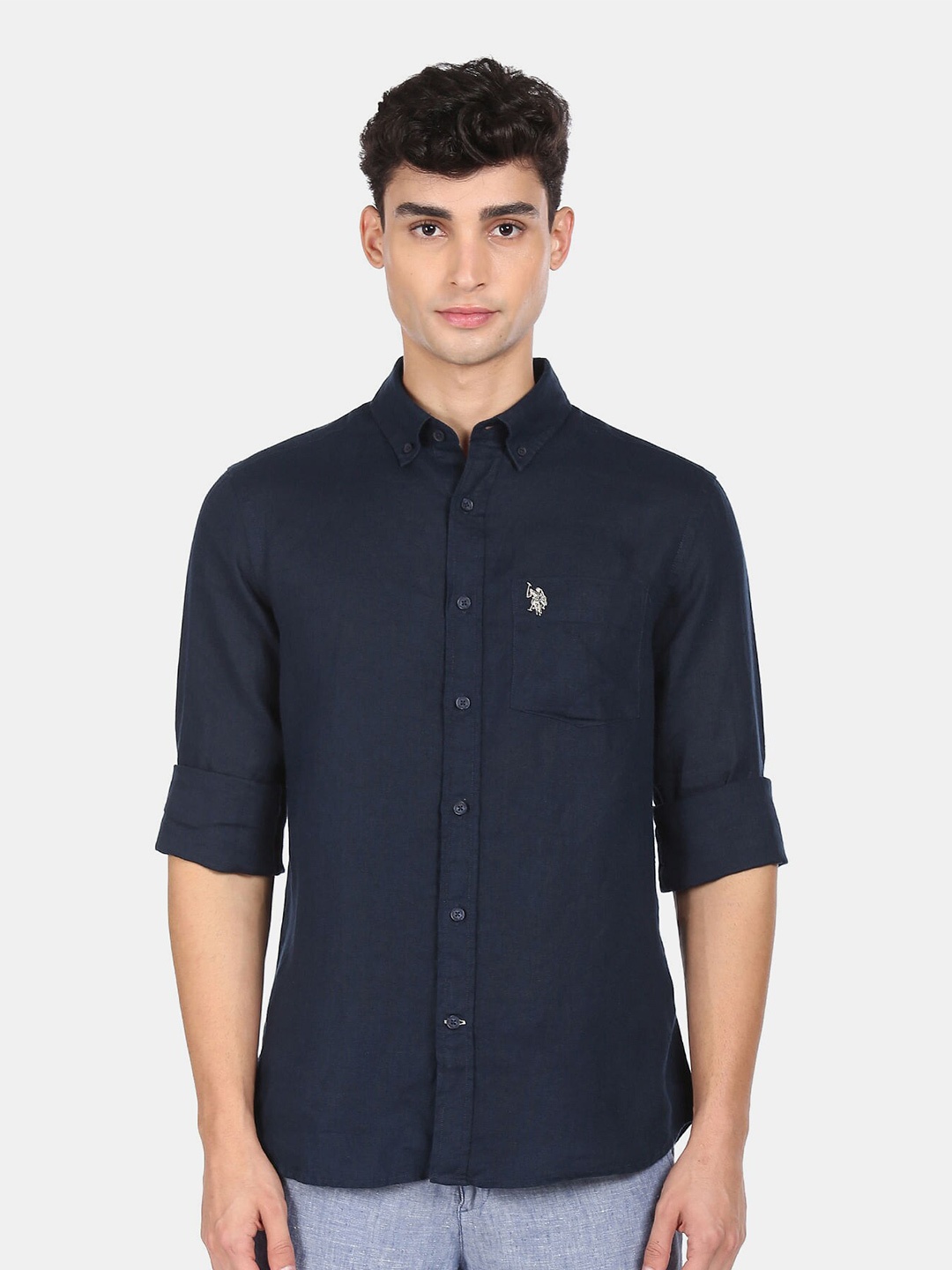 

U S Polo Assn Men Blue Casual Shirt