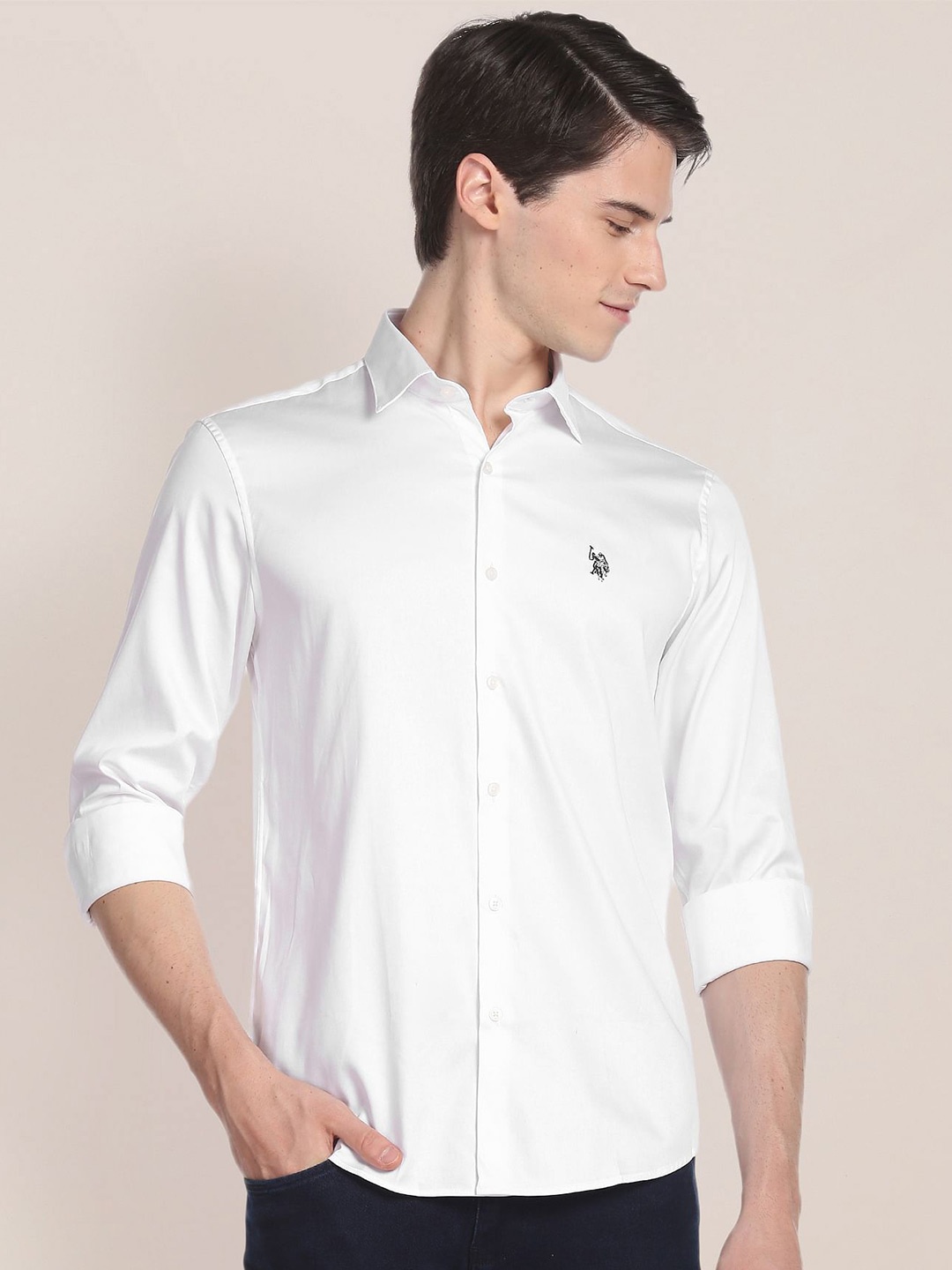 

U S Polo Assn Men White Casual Shirt