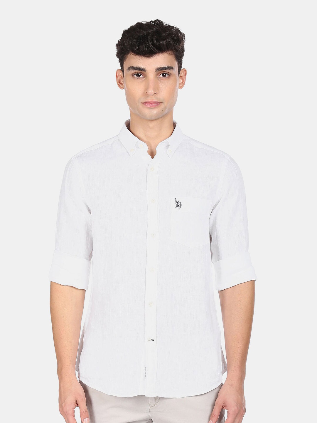 

U S Polo Assn Men Regular Fit White Casual Shirt