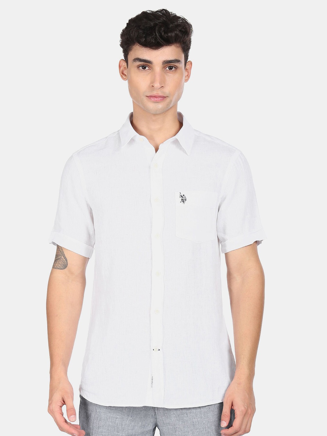 

U S Polo Assn Men White Casual Shirt