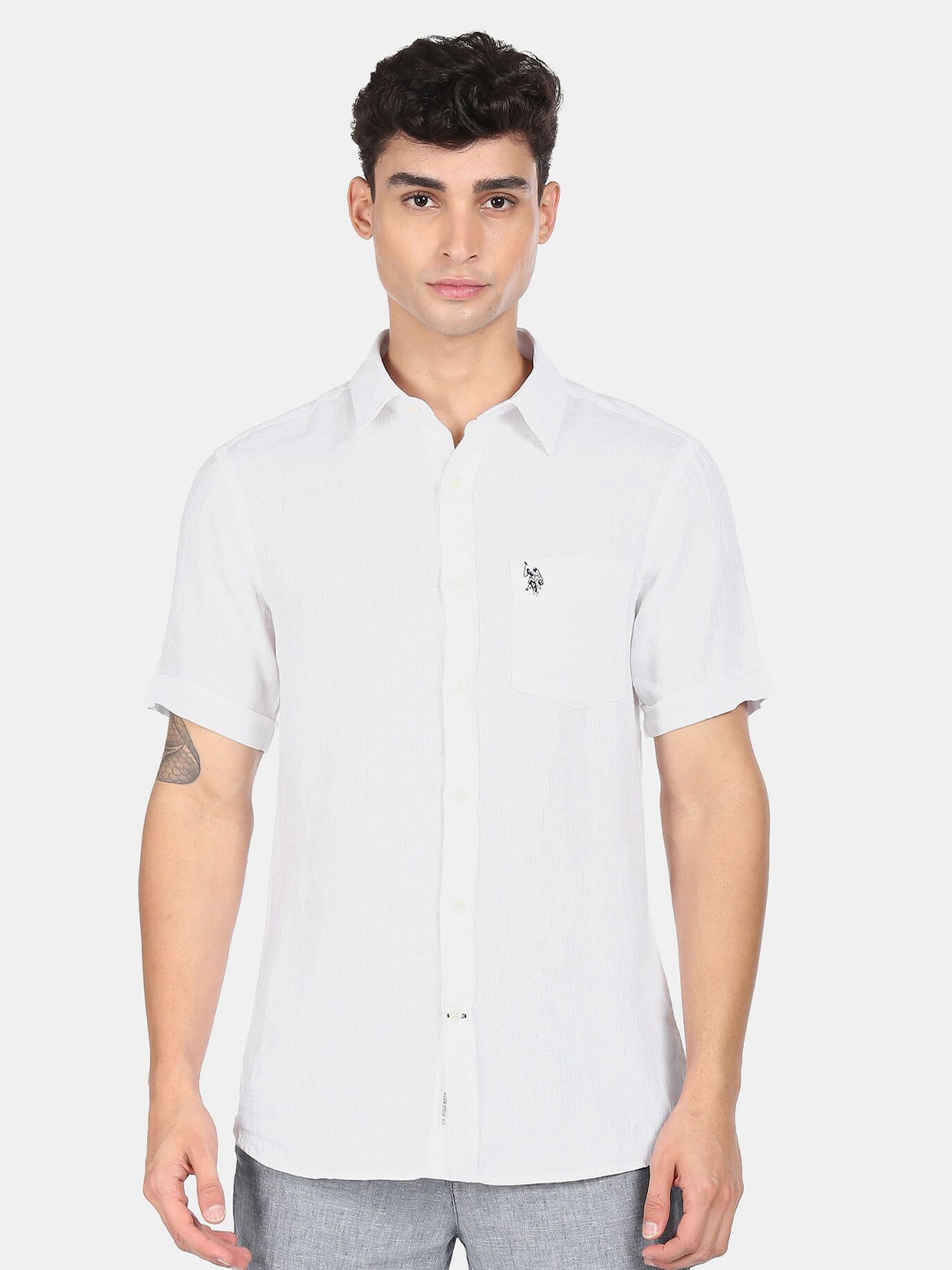 

U S Polo Assn Men White Casual Shirt