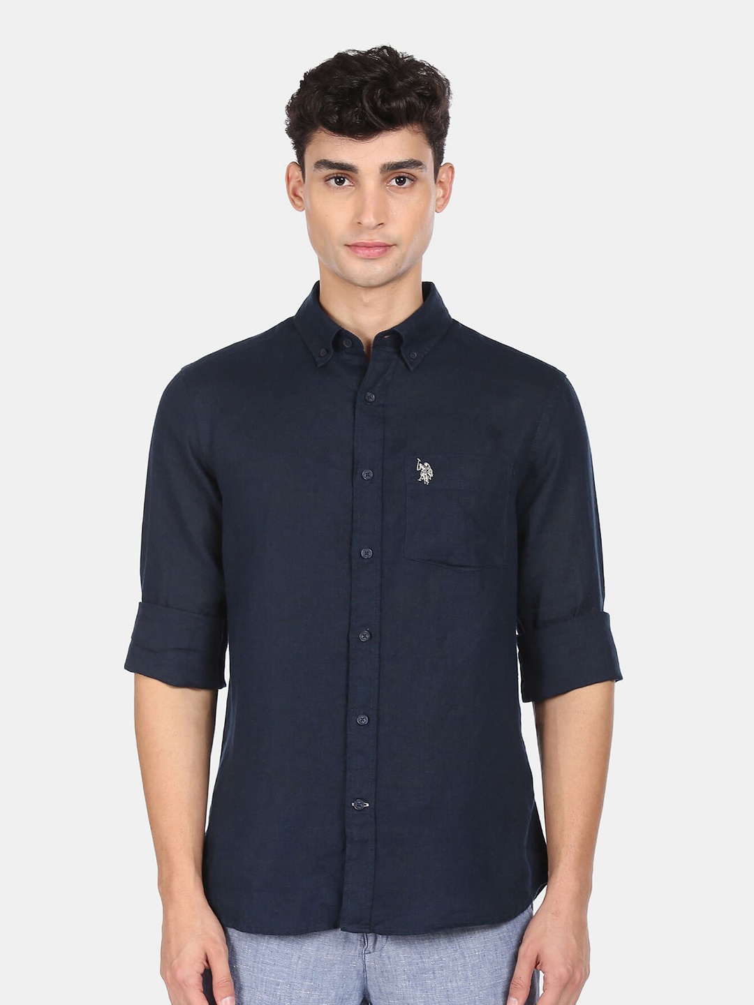 

U S Polo Assn Men Blue Casual Shirt