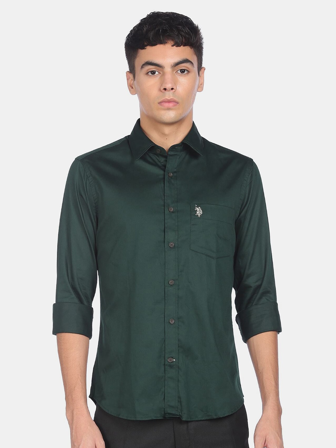

U S Polo Assn Men Green Casual Shirt