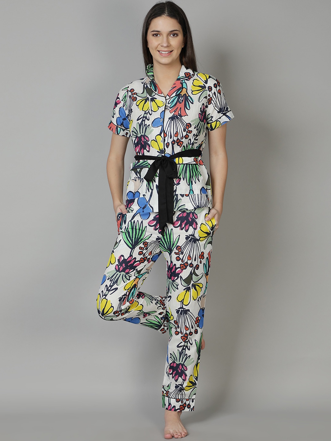 

DUSK ATTIRE Women Multicoloured Printed Night suit, Multi