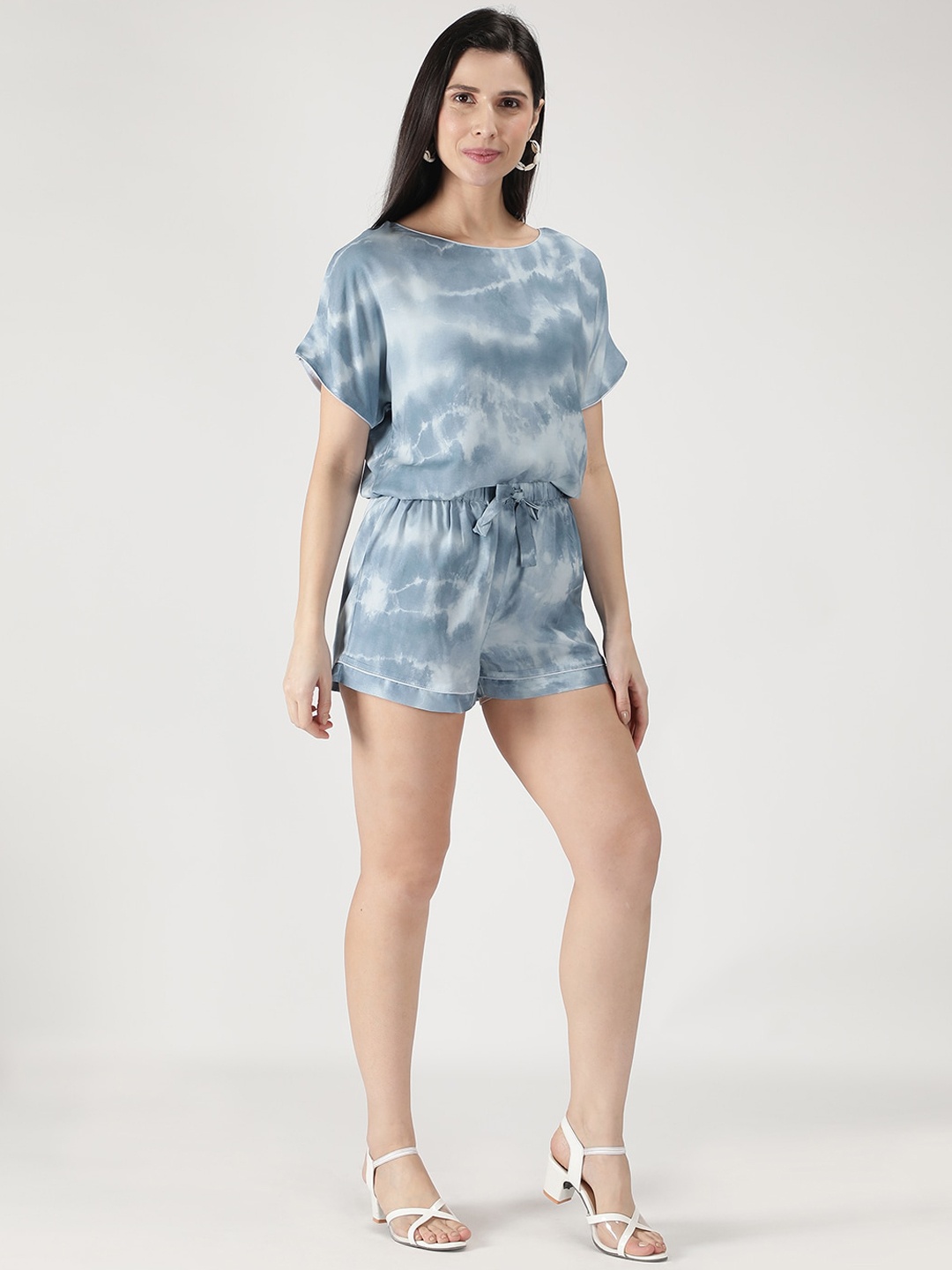 

DUSK ATTIRE Women Blue Printed Night suit