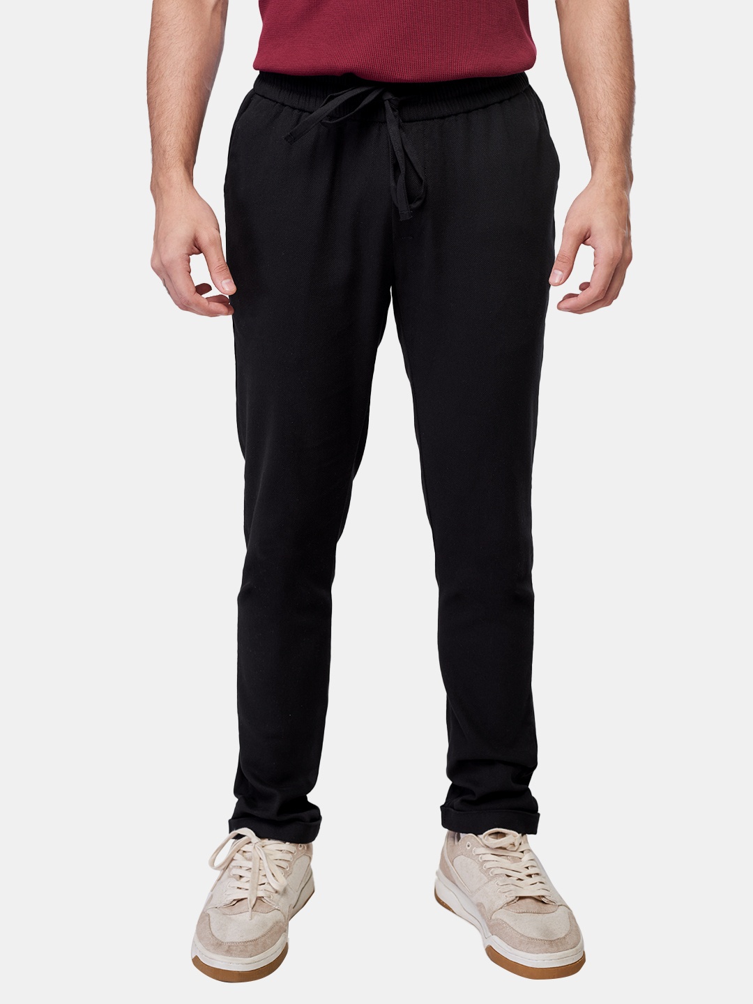 

The Souled Store Men Black Solid Slim-Fit Track Pants