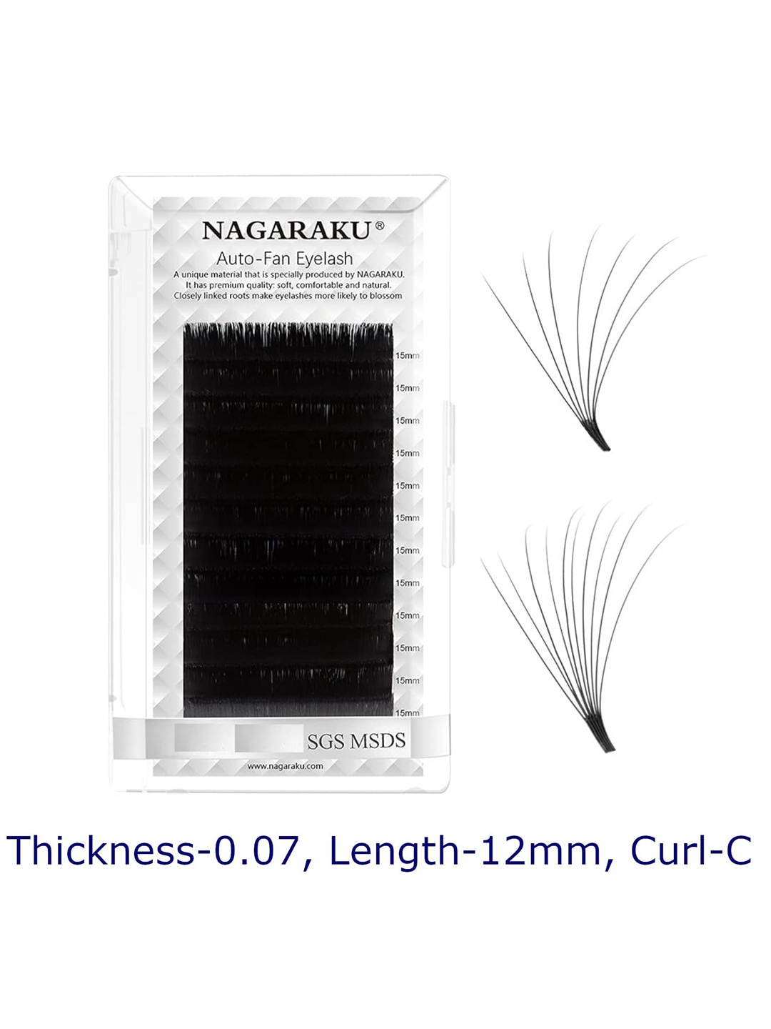 

NAGARAKU Black Easy Fanning 12 Rows Mega Volume Eyelash Extension - Curl C