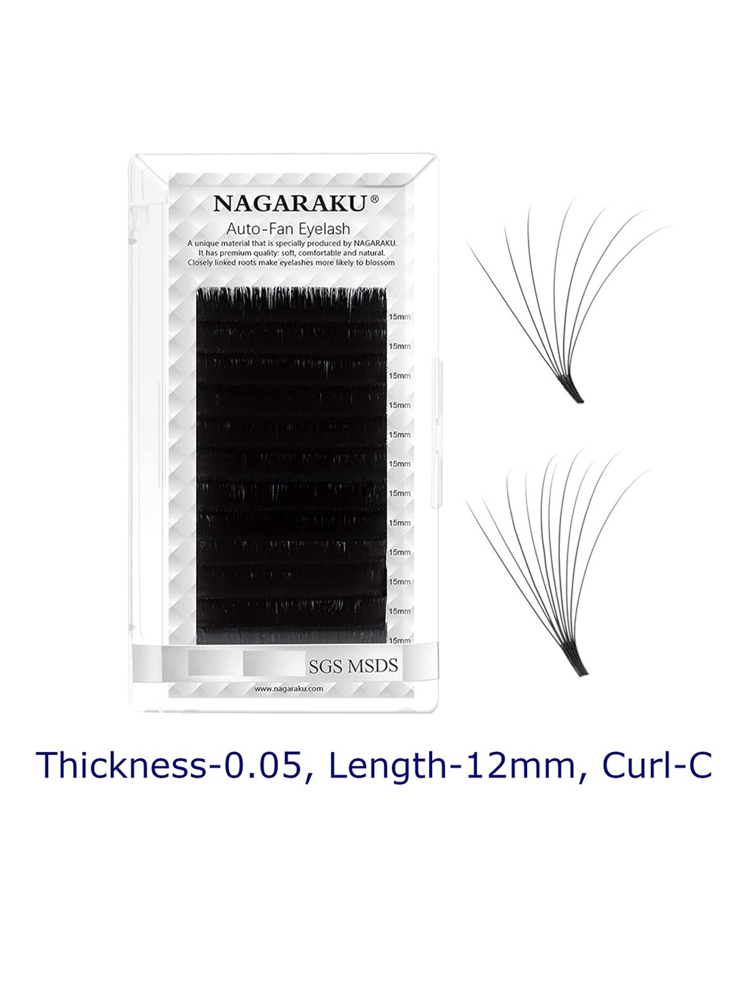 

NAGARAKU Black Easy Fanning 12 Rows Mega Volume Eyelash Extension - Curl D