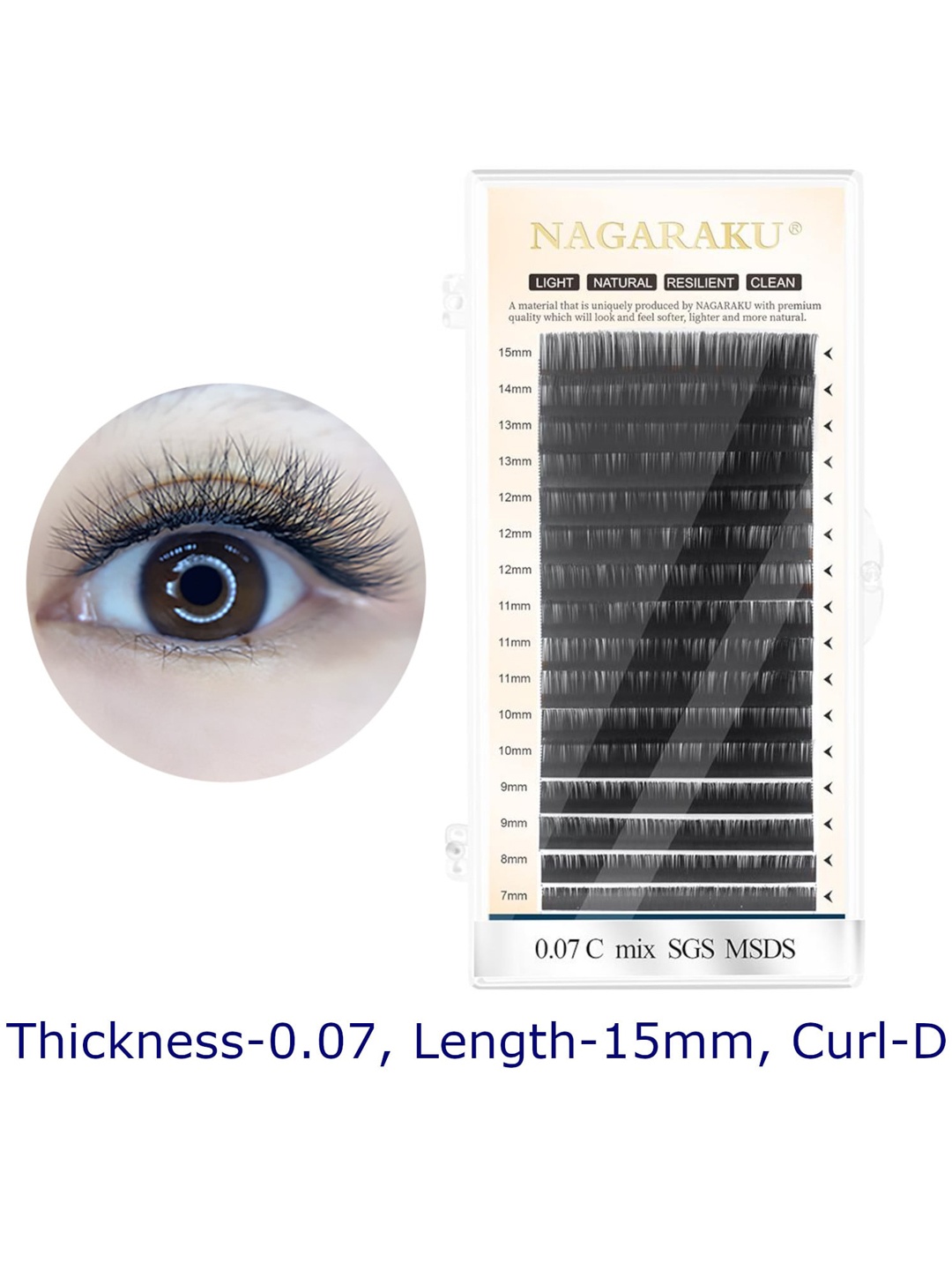 

NAGARAKU Individual Black 16 Lines Material Super Soft Eyelash Extension - Curl D