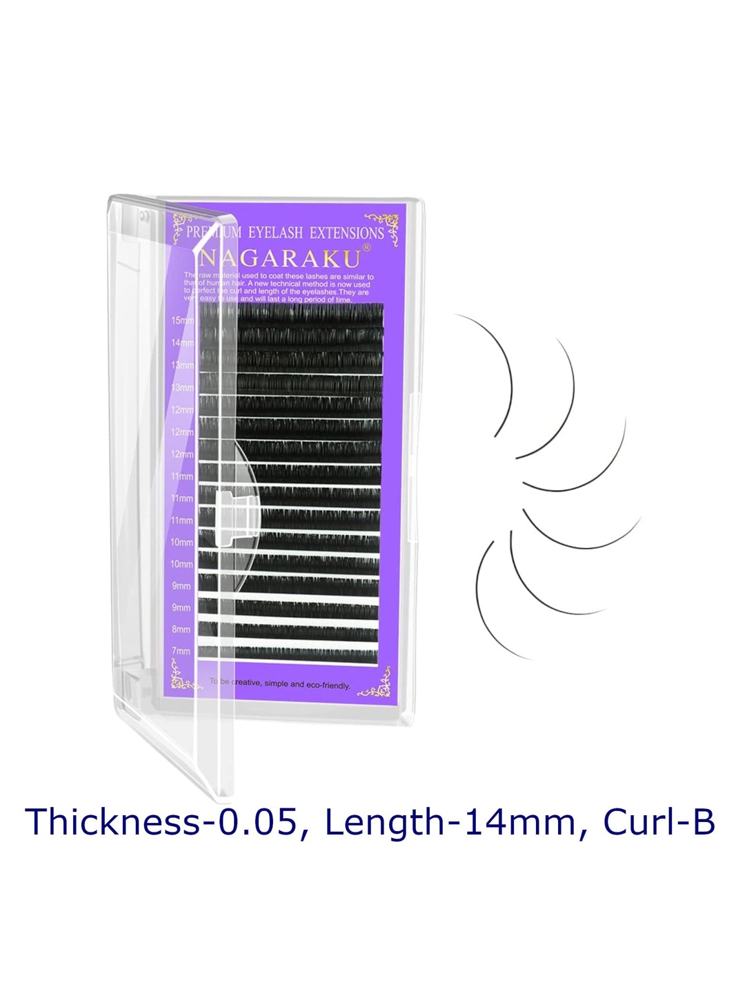 

NAGARAKU Individual Black 16 Rows Mix Tray Eyelash Extensions - Curl B