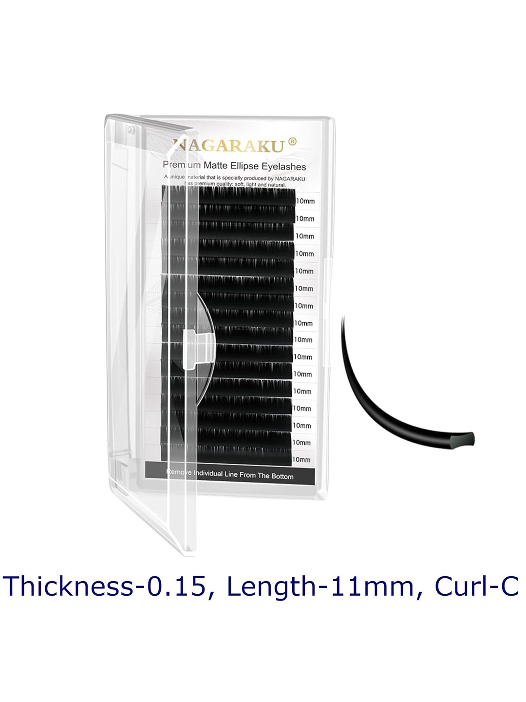 

NAGARAKU Black Flat Ellipse Split Tips Shaped 12 Rows False Eyelashes - Curl C - 0.15/11