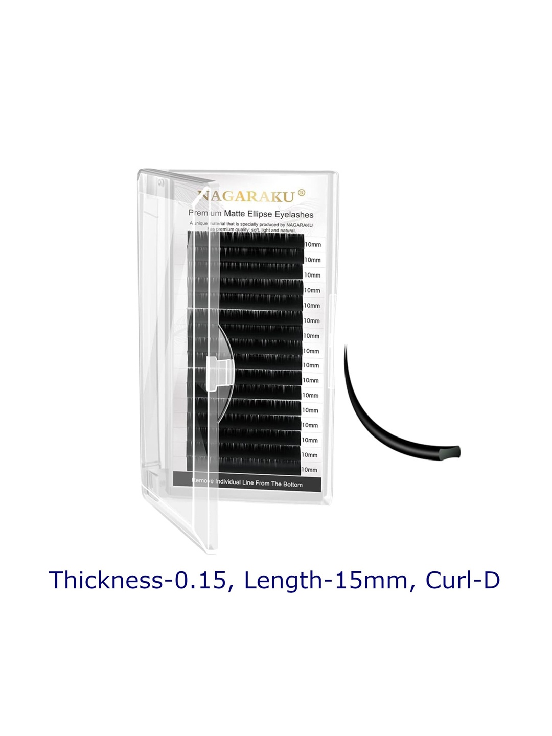 

NAGARAKU Black Flat Ellipse Split Tips Shaped 12 Rows False Eyelashes - Curl D - 0.15/15