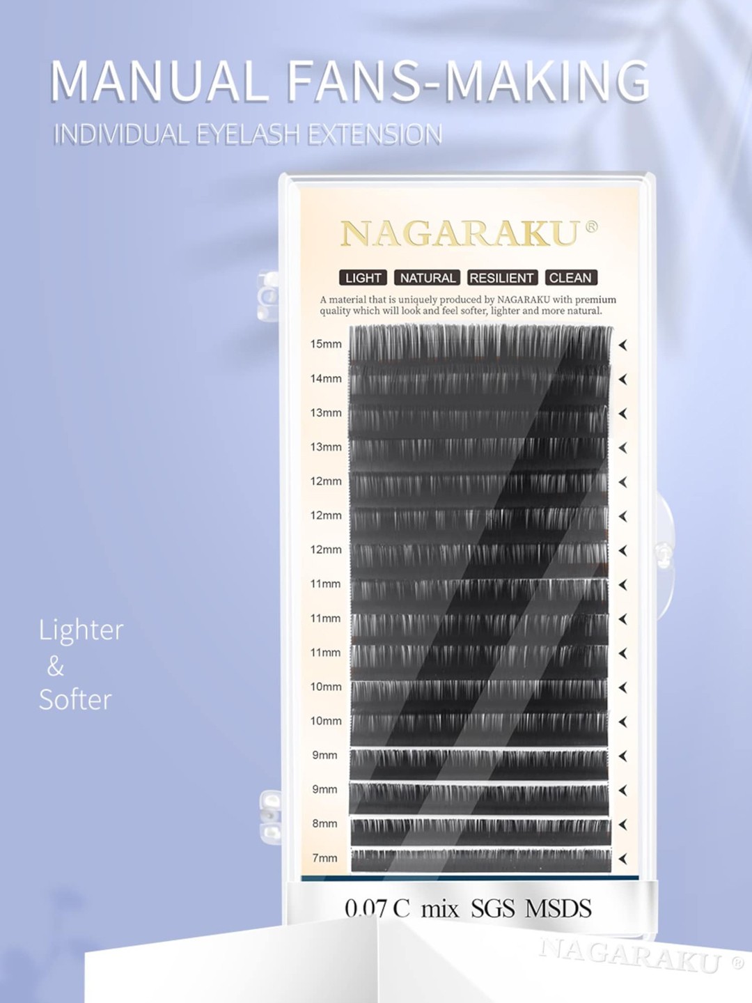 

NAGARAKU Women Black W Eyelash Extension 4D Premade C Curl Eye Lashes