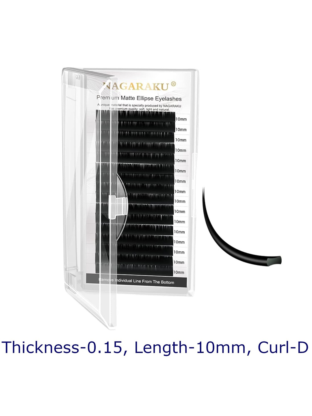 

NAGARAKU Matte Flat Ellipse Eyelashes Maquiagem Split Tips Ellipse Shaped Lashes Curl-D, Black