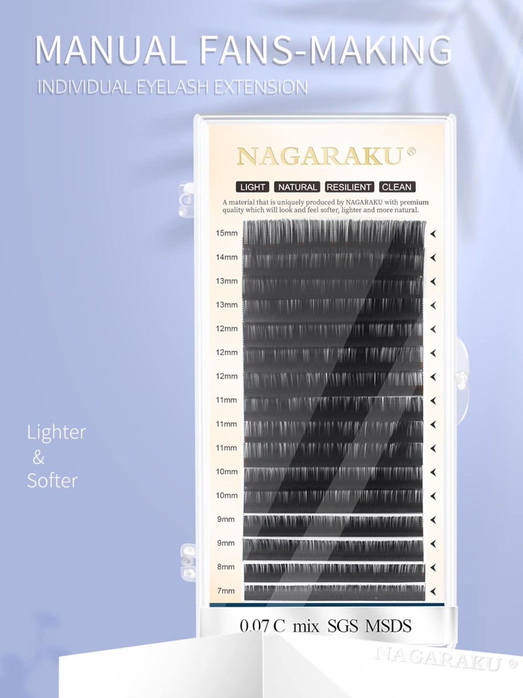 

NAGARAKU Women Black W Eyelash Extension 4D Premade C Curl Eye Lashes