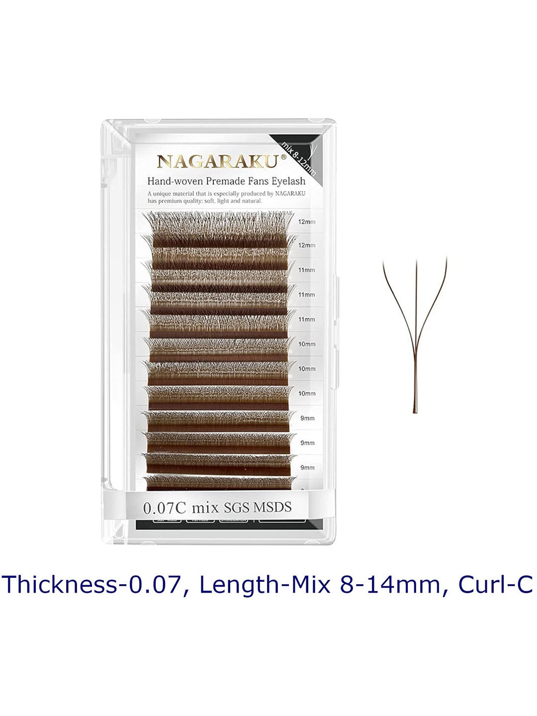 

NAGARAKU Brown Automatic Flower W Premade 12 Rows Eyelash Extension- Curl C- 0.07/8-14