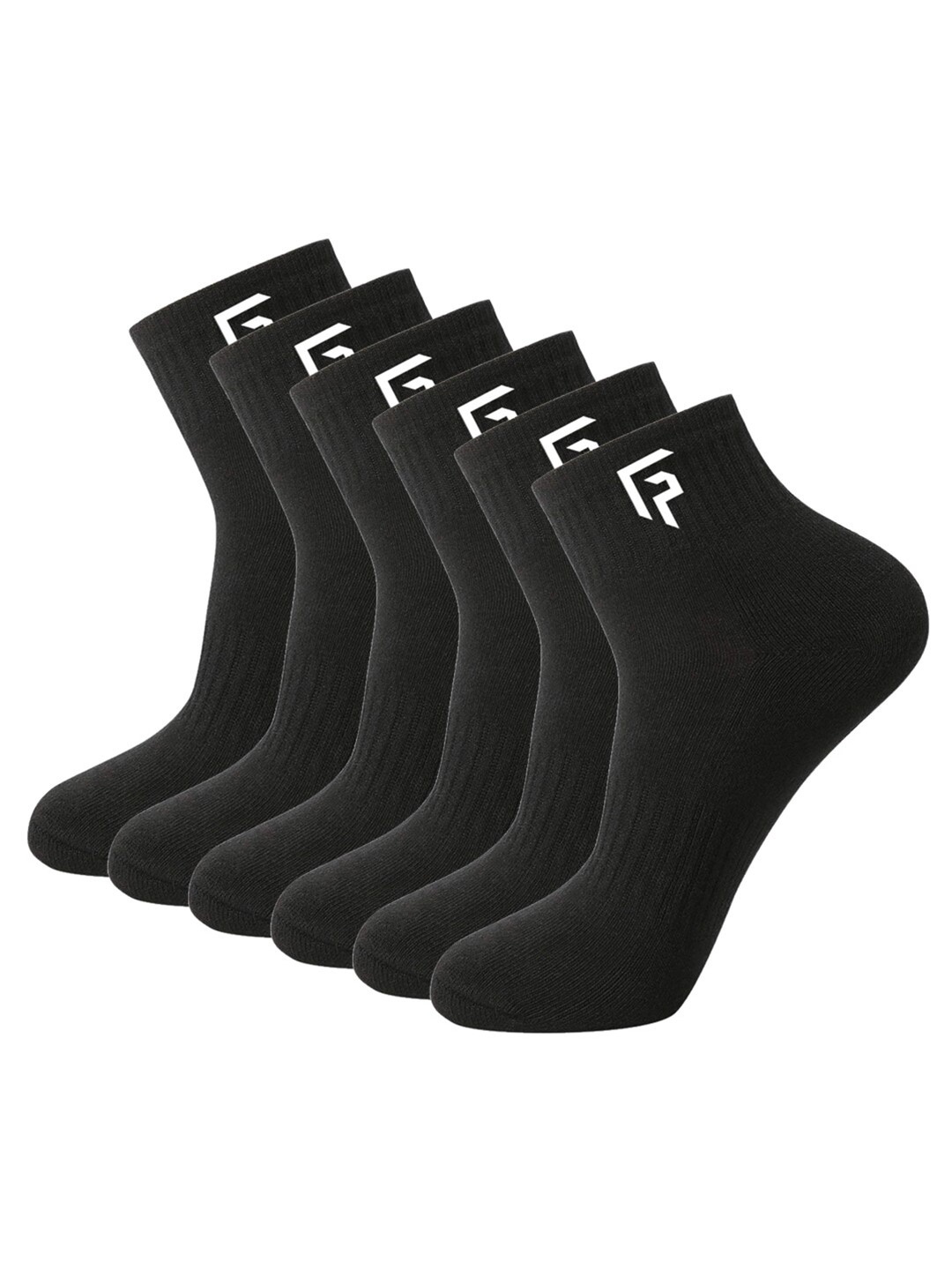 

FOOTPRINT 6 Pairs Unisex Anti Odour Organic Cotton Ankle-Length Terry Sports Bamboo Socks, Black