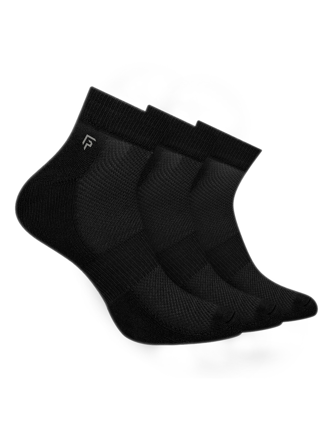 

FOOTPRINT 3 Pairs Unisex Anti Odour Organic Cotton Ankle-Length Terry Sports Bamboo Socks, Black