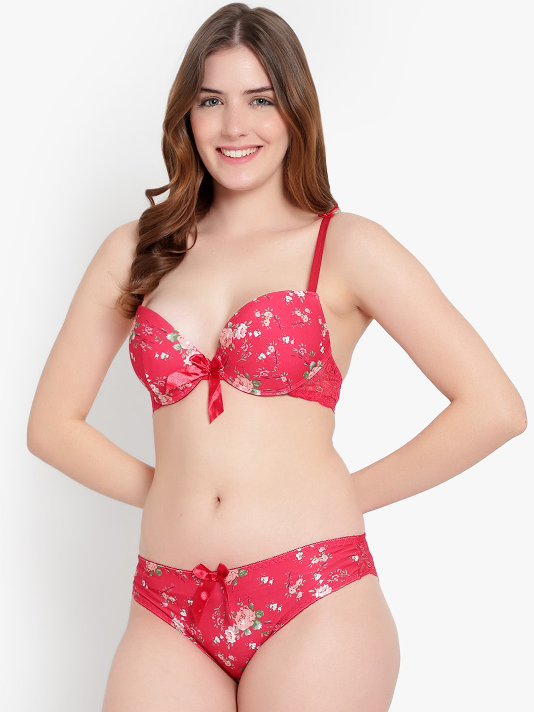 

BRACHY Women Red & White Printed Lingerie Set