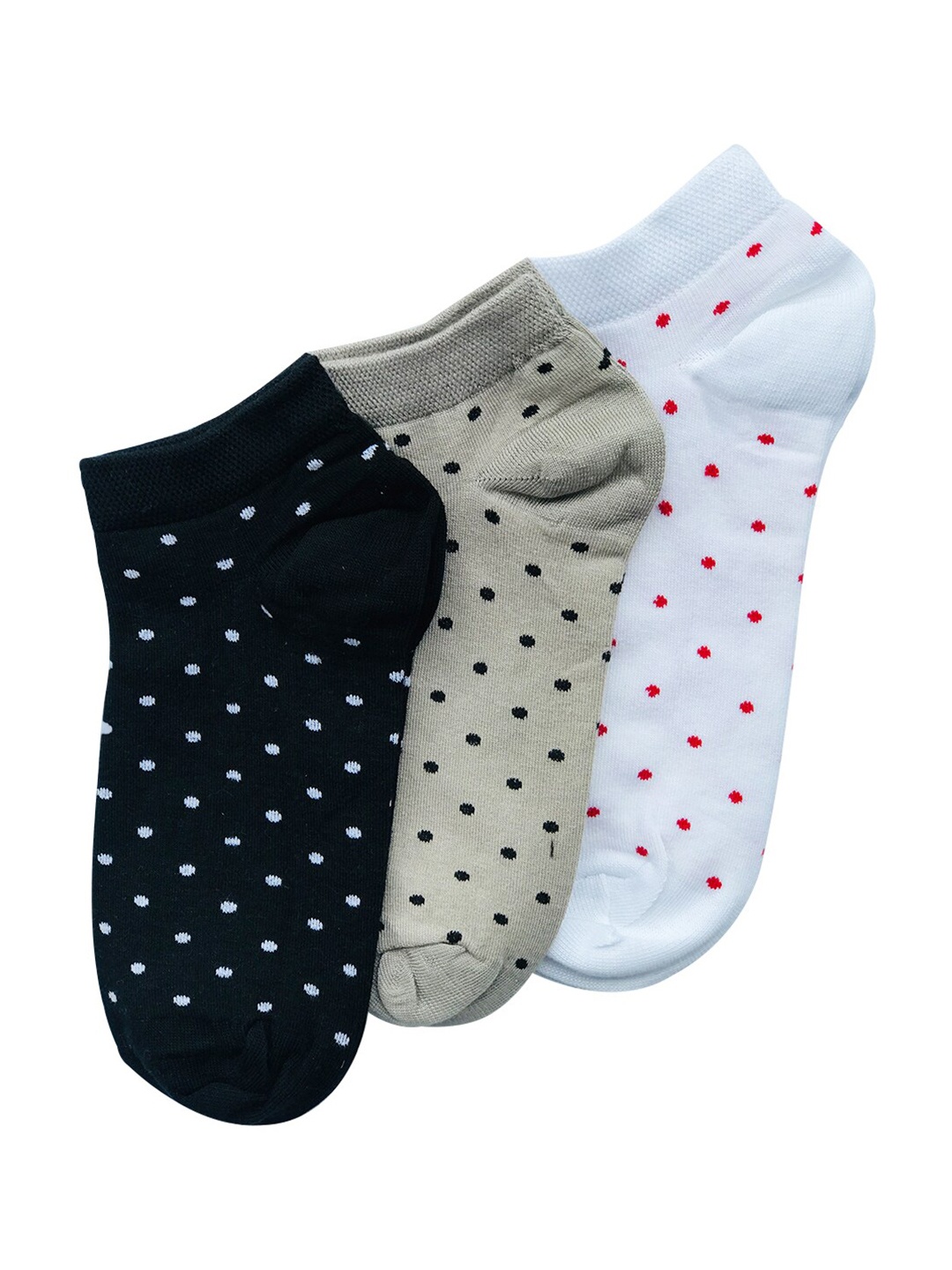 

FOOTPRINTS Pack Of 3 Black, Grey & White Patterned Ankle-Length Socks