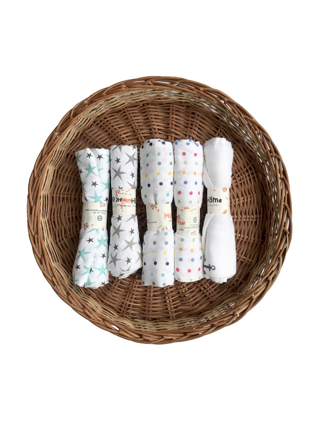 

Moms Home Infants Set Of 5 Printed Organic Cotton Muslin Swaddle, Multi