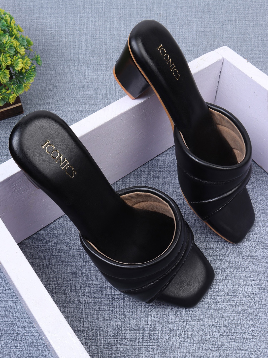 

ICONICS Black Block Sandals