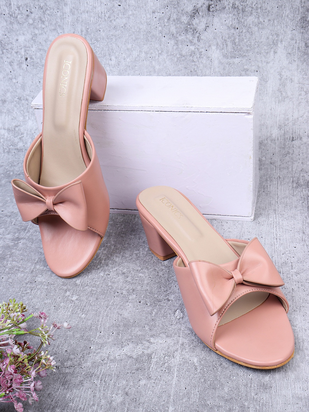 

ICONICS Women Pink Block Heels with Bows