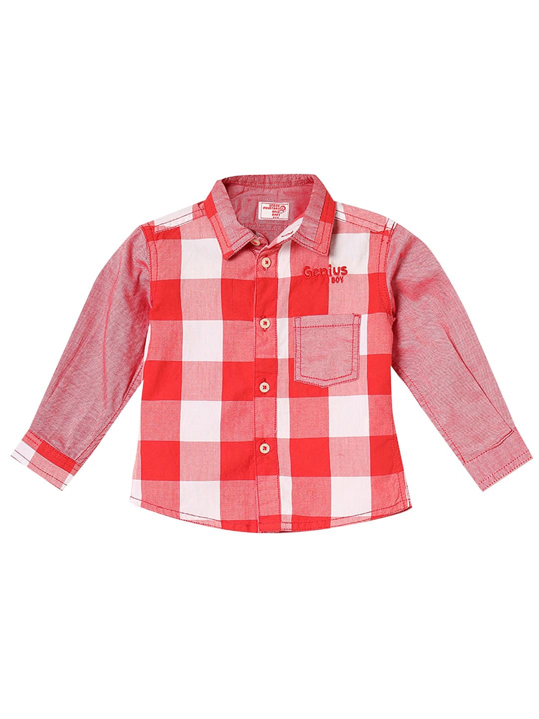 

UNDER FOURTEEN ONLY Boys Red Checked Casual Shirt