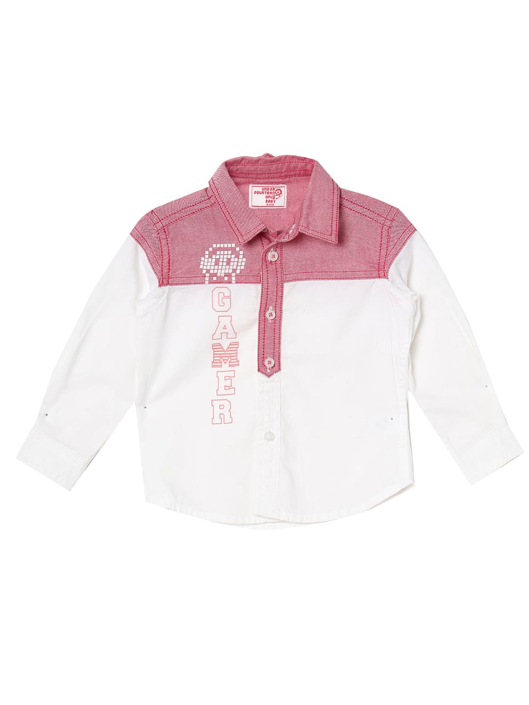 

UNDER FOURTEEN ONLY Boys Off White Casual Shirt