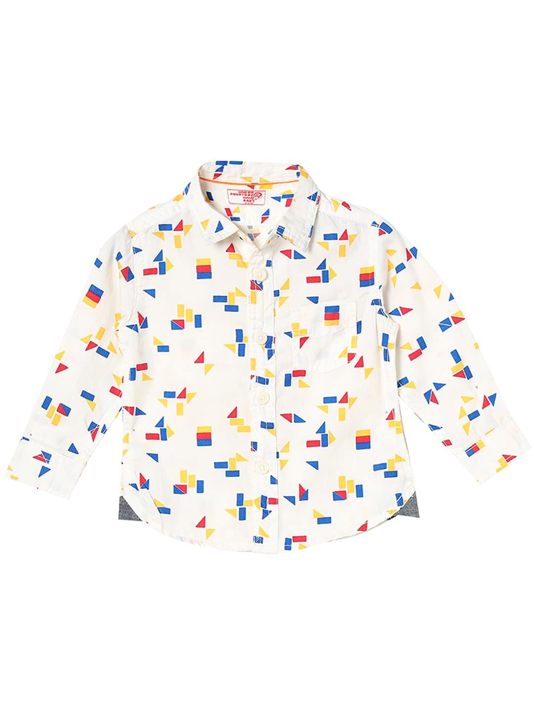 

UNDER FOURTEEN ONLY Boys Off White Printed Casual Shirt
