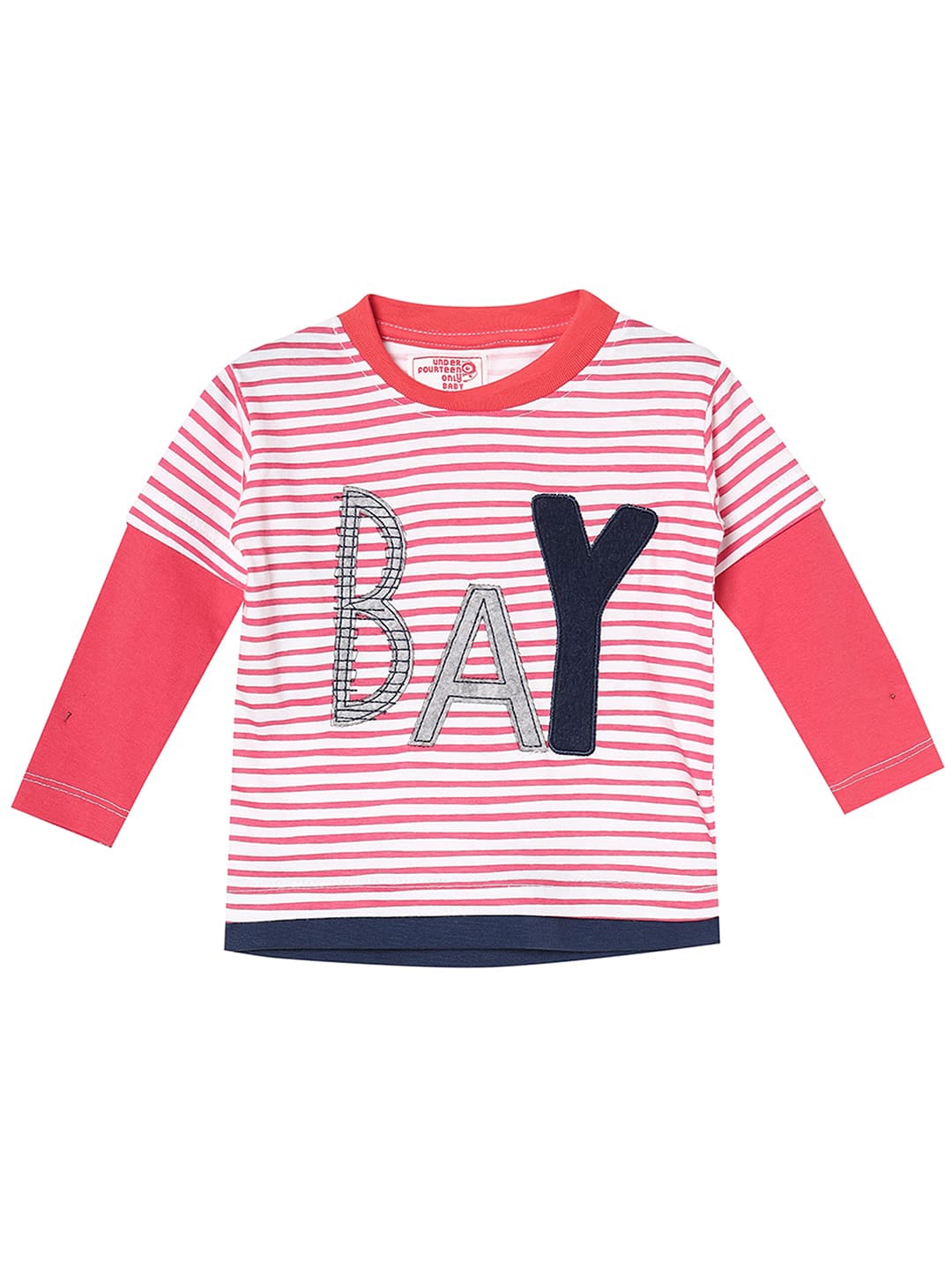 

UNDER FOURTEEN ONLY Boys Red Striped V-Neck T-shirt