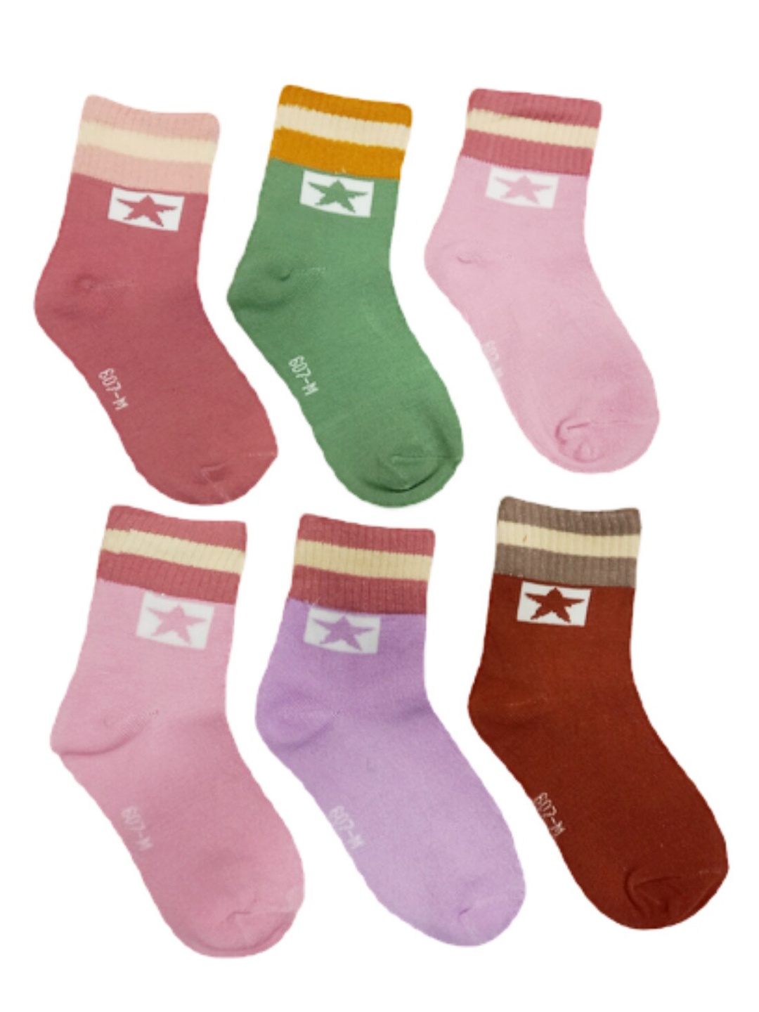 

Camey Kids Pack Of 6 Solid Cotton Socks, Multi