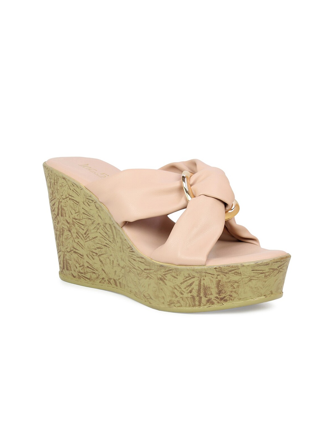 

Inc 5 Peach-Coloured Party High-Top Wedge Sandals with Buckles